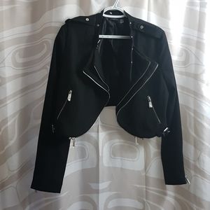 DEX Black Double-Lapel Moto Jacket Large